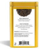 デカフェ紅茶、カフェインレス紅茶の紅茶ギフト（リーフティー缶背面）